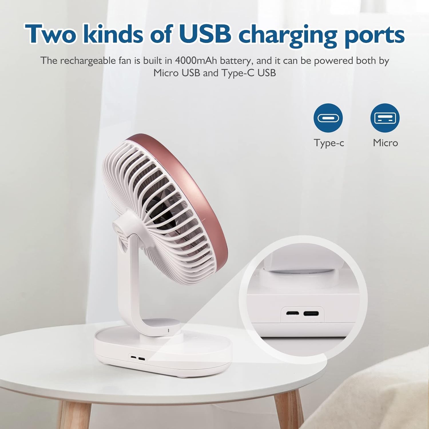 Portable Swing Table Fan Rechargeable