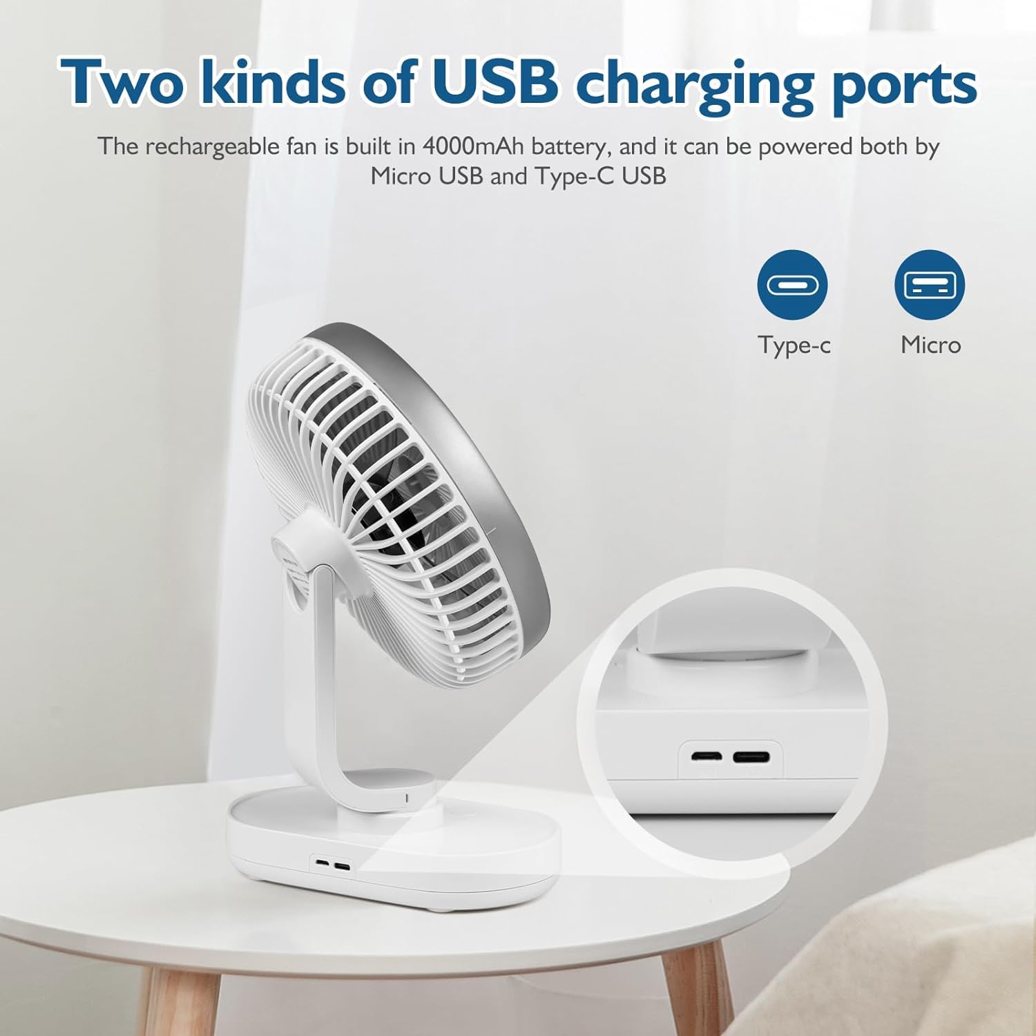 Portable Swing Table Fan Rechargeable