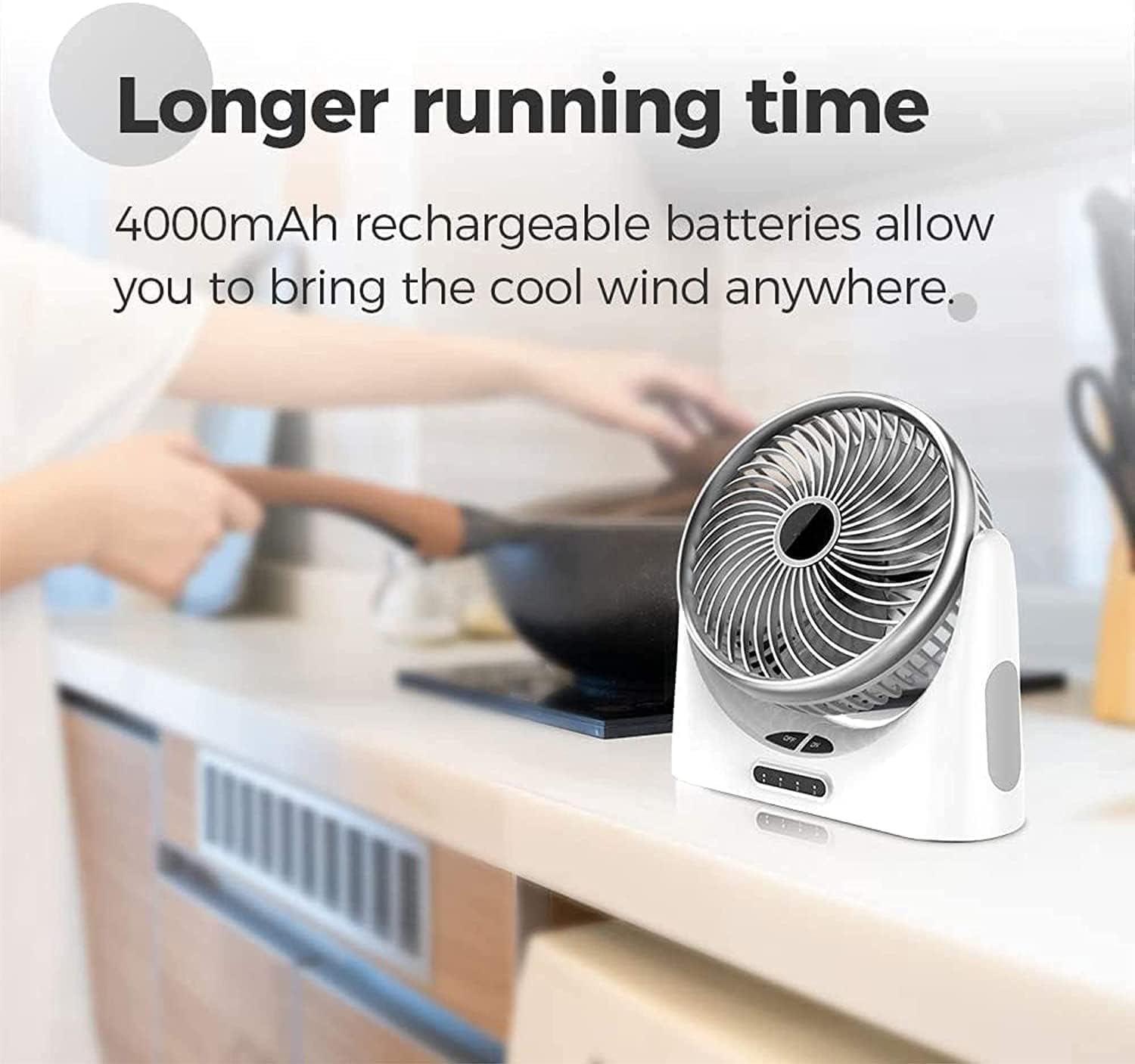 Portable Non-Swing Table Fan Rechargeable