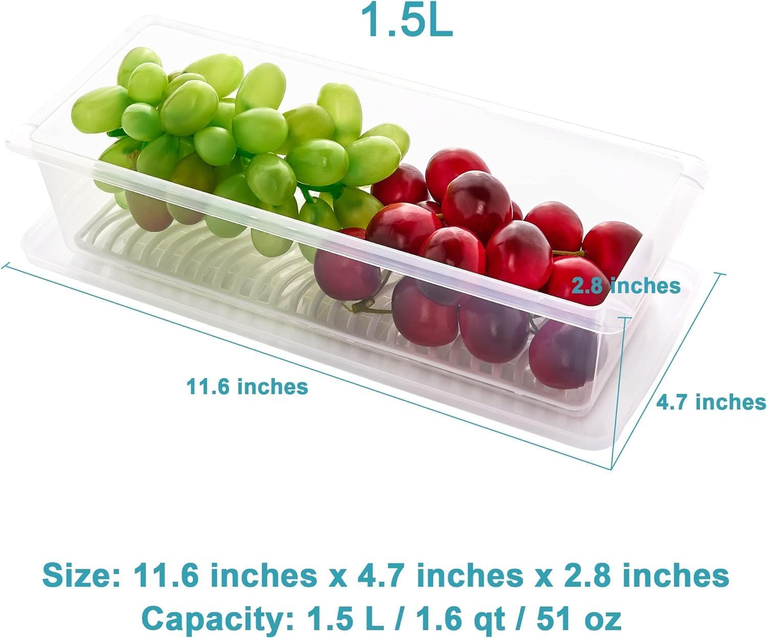 Plastic Fridge Storage Boxes (1500ml)