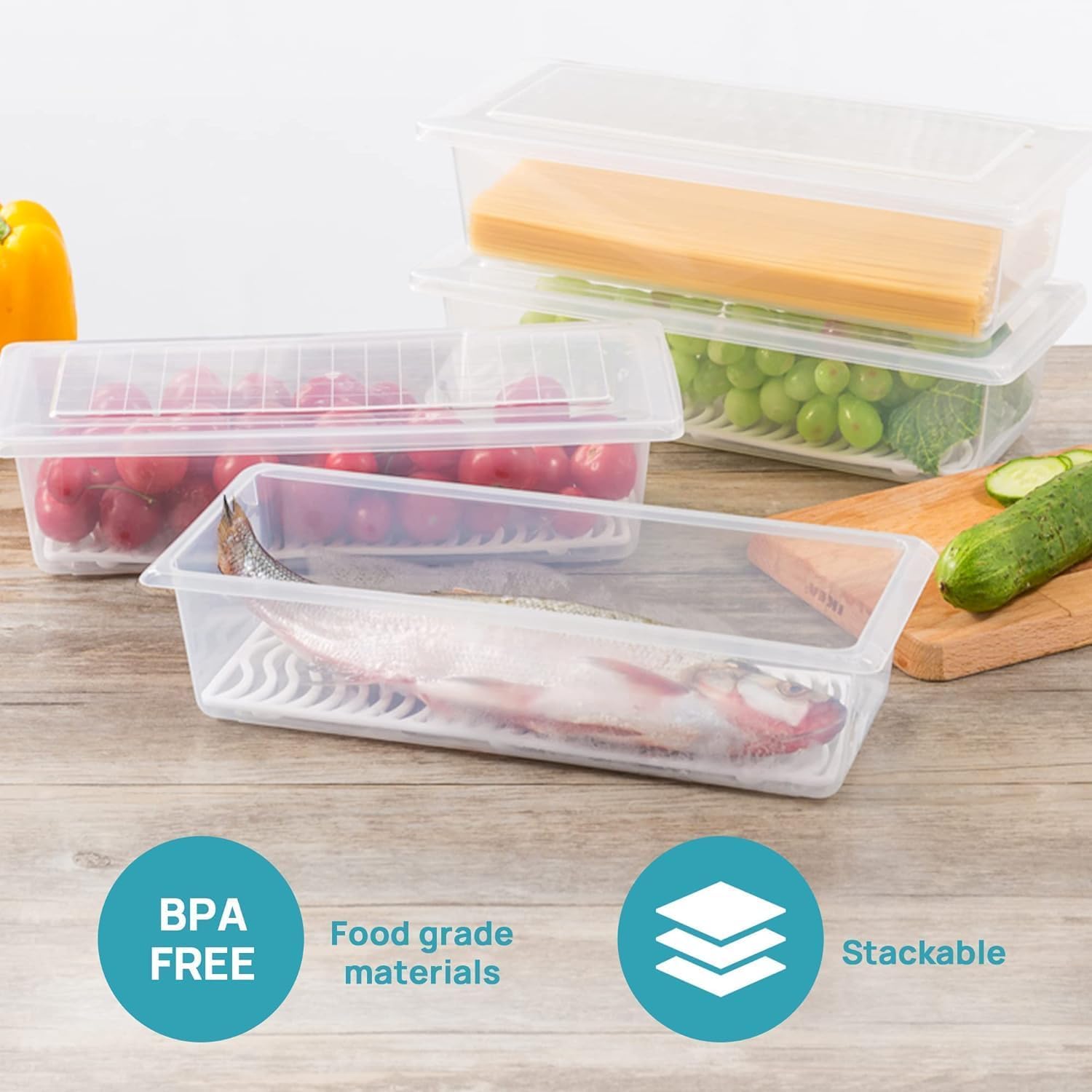 Plastic Fridge Storage Boxes (1500ml)