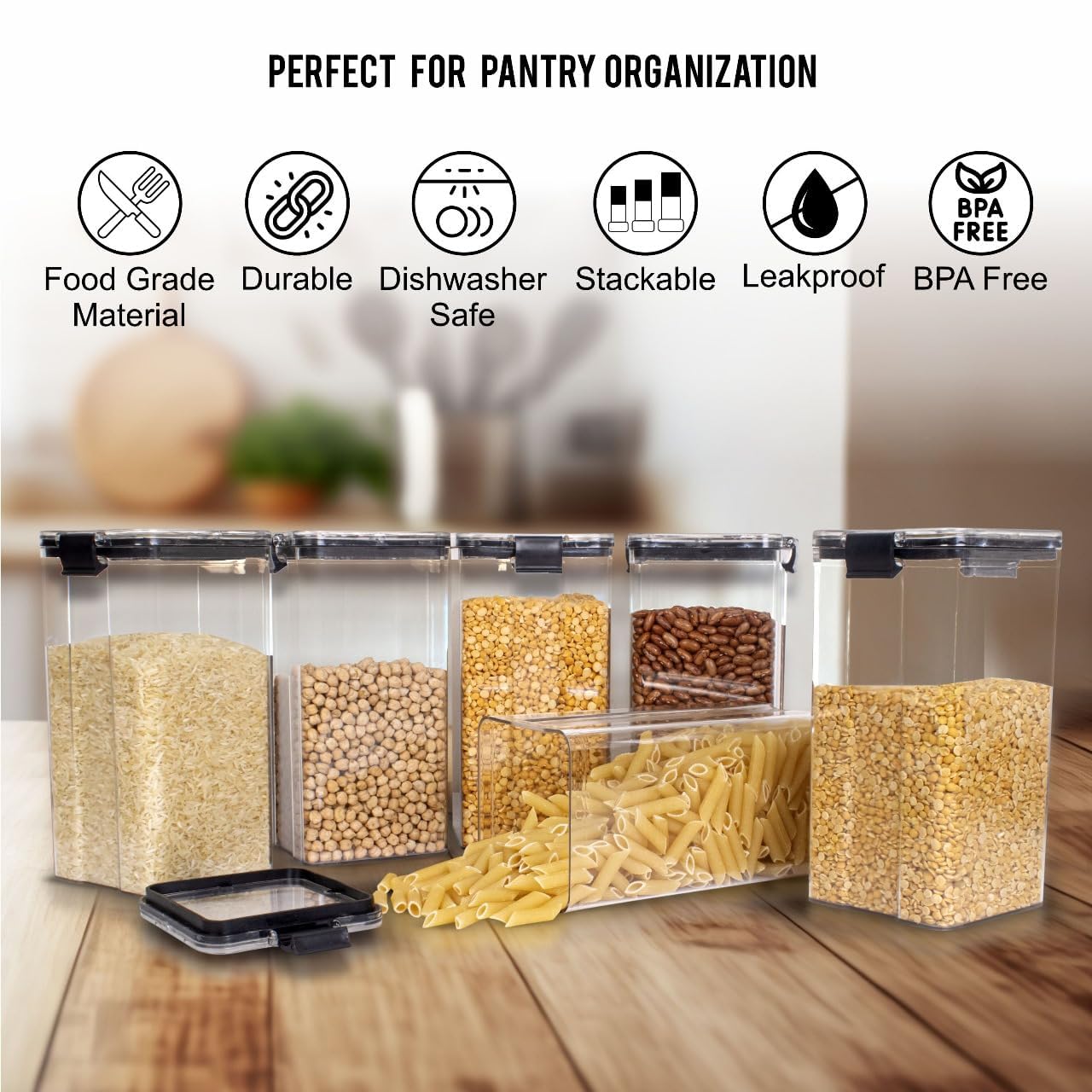 Air Tight Kitchen Containers Set (1700ml)