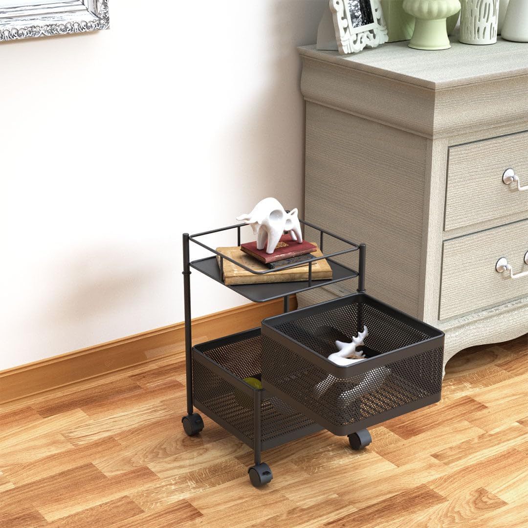 Square Kitchen Trolley with Wheels (2 Layers)