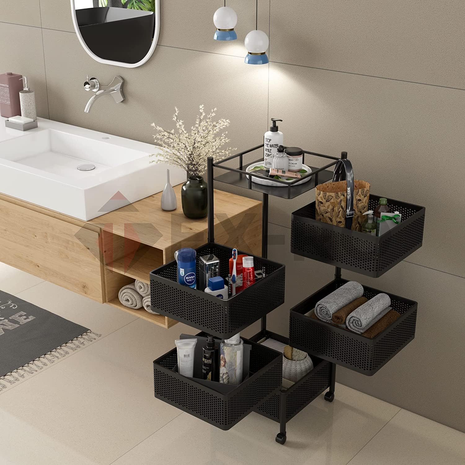 Square Kitchen Trolley with Wheels (5 Layers)