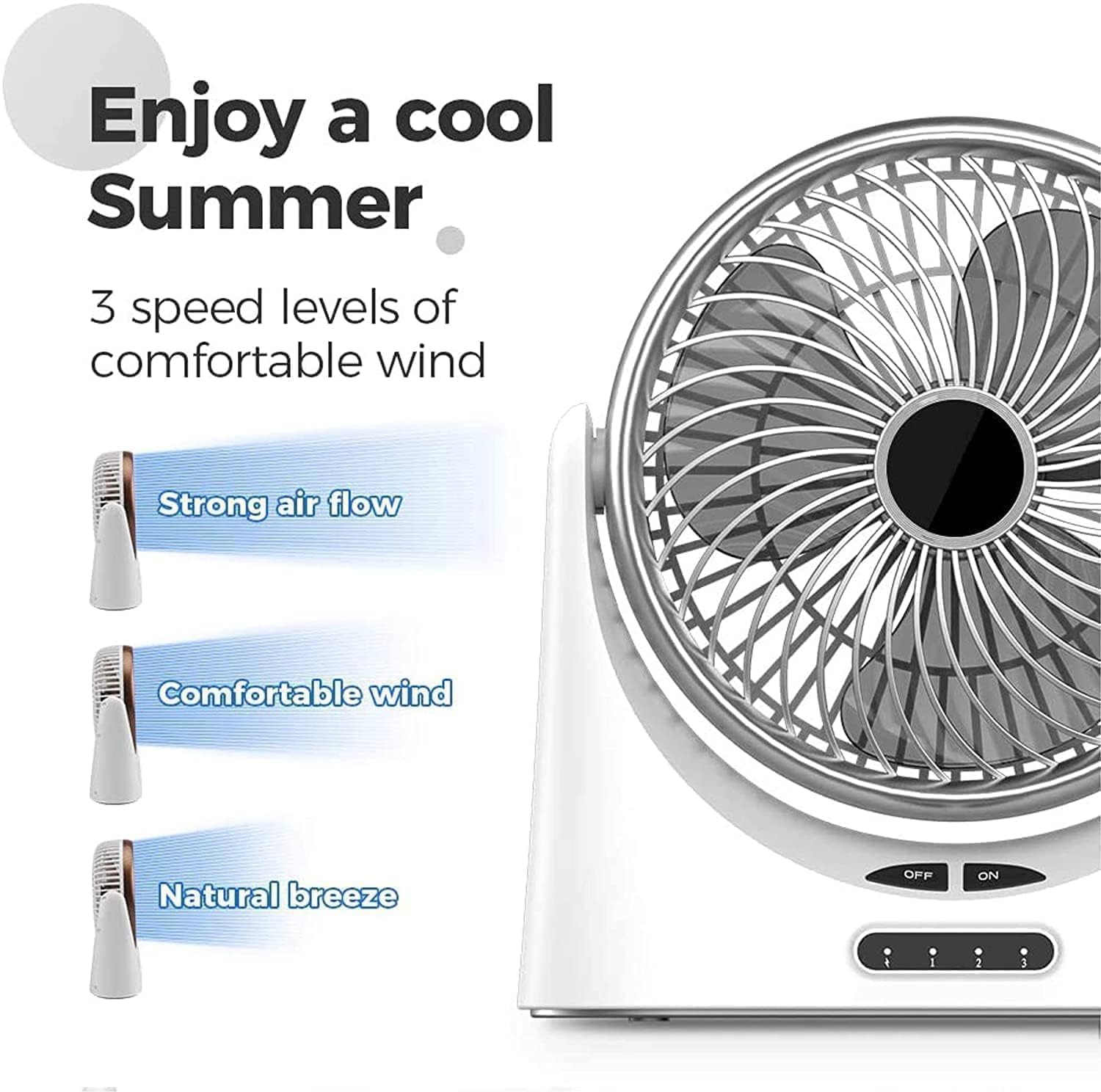 Portable Non-Swing Table Fan Rechargeable