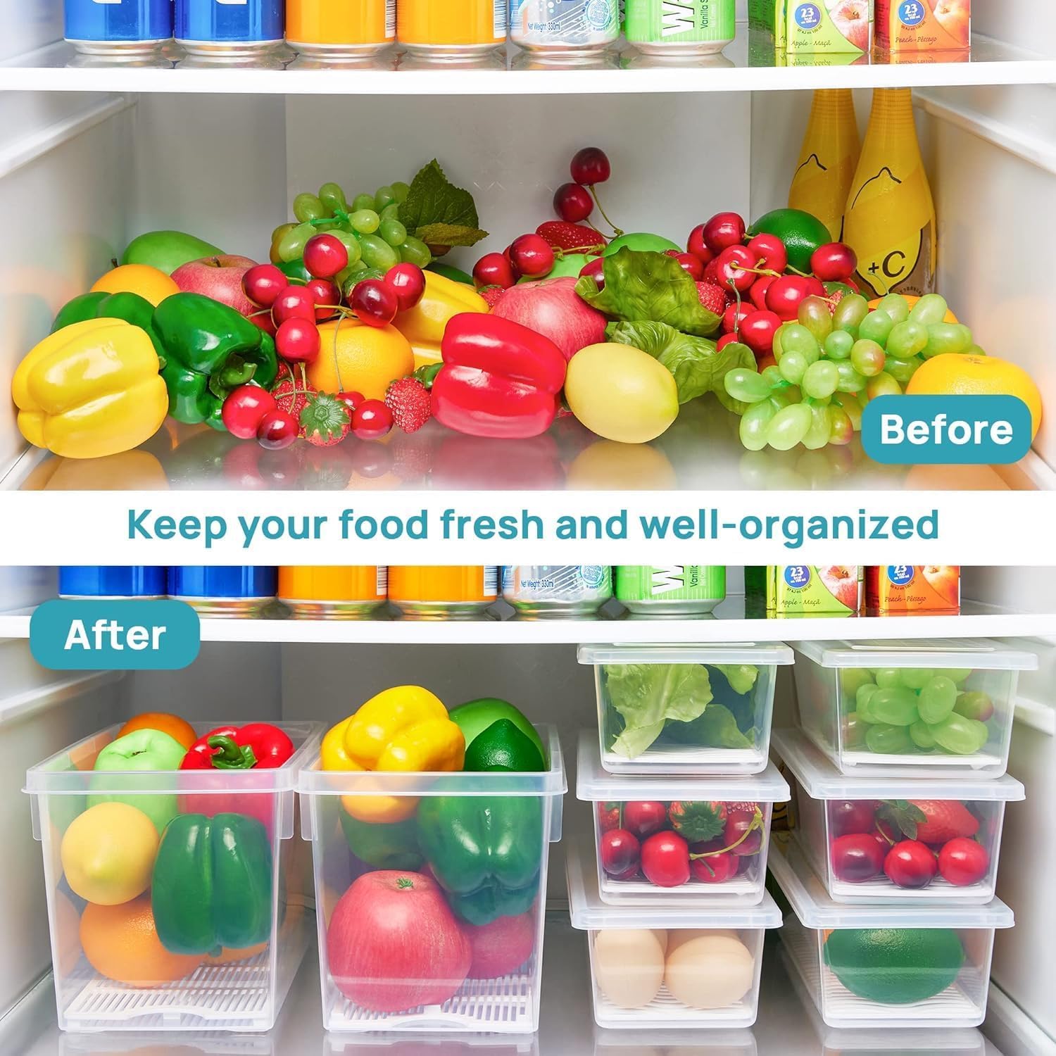 Plastic Fridge Storage Boxes (1500ml)