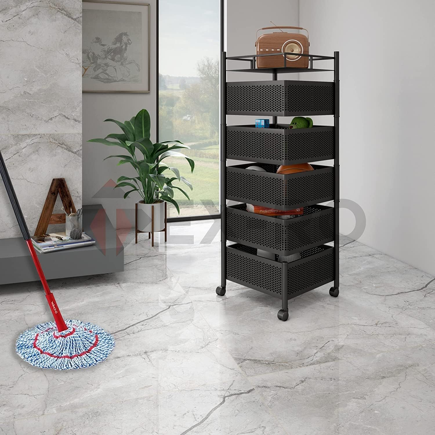 Square Kitchen Trolley with Wheels (5 Layers)