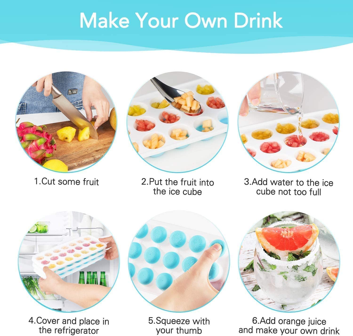 2 Pcs Pop Up Ice Cube Trays
