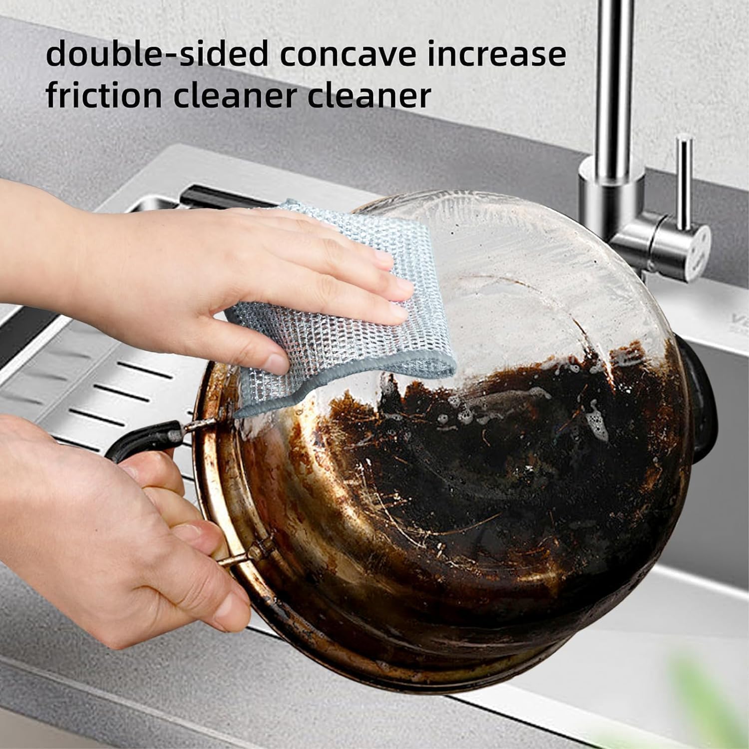 TEKCOOL 6 Pack Non-Scratch Wire Dishcloth & Gaps Cleaning Brush, Multipurpose Wire Dishwashing Rags for Wet and Dry, Easy Rinsing, Reusable, Wire Cleaning Cloth for Kitchen, Sinks (6 Cloth+1 Brush)