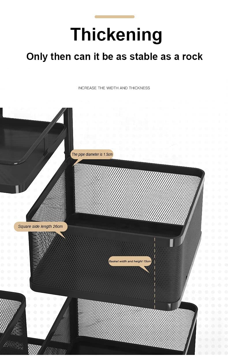 Square Kitchen Trolley with Wheels (2 Layers)