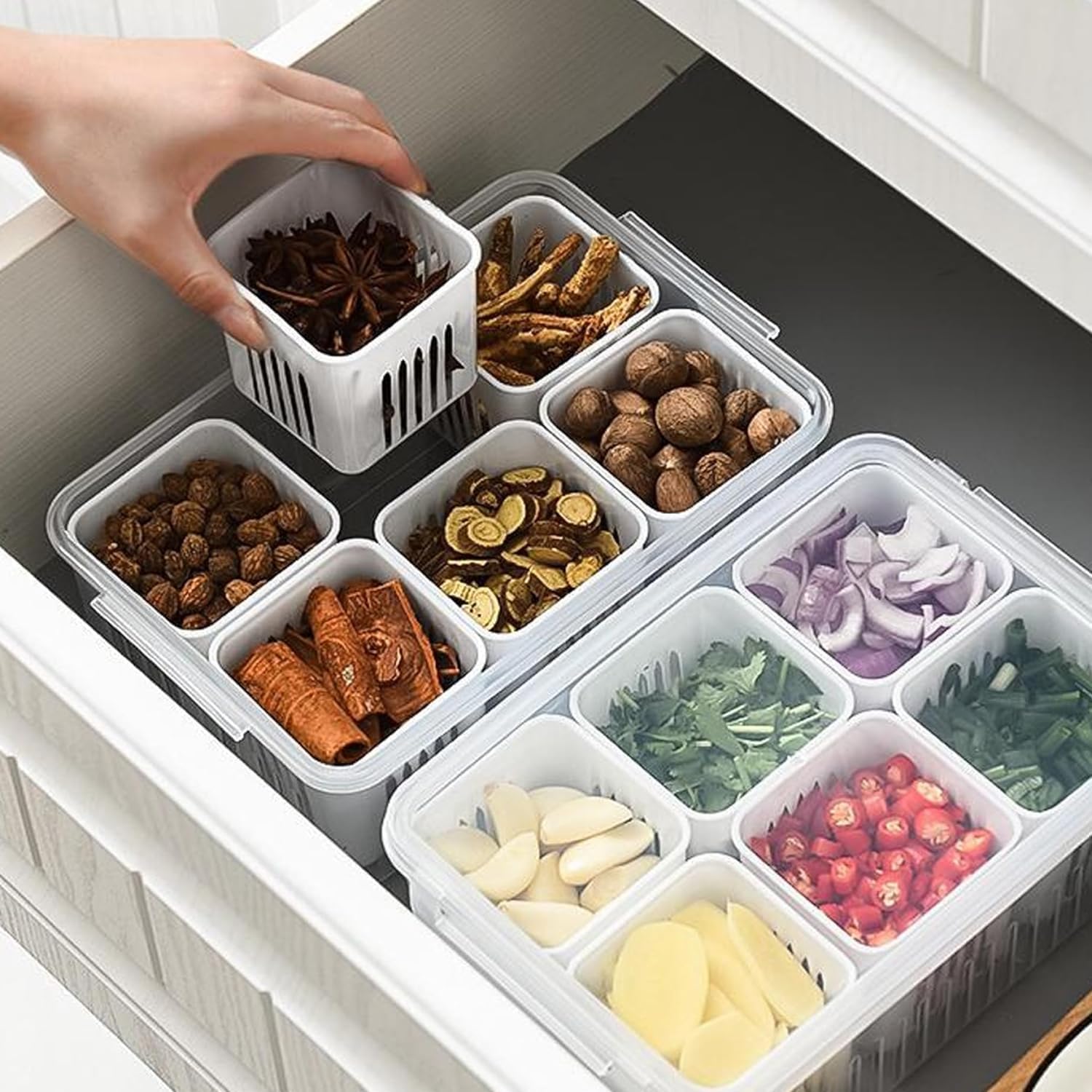 6 Grid Fridge Storage Boxes