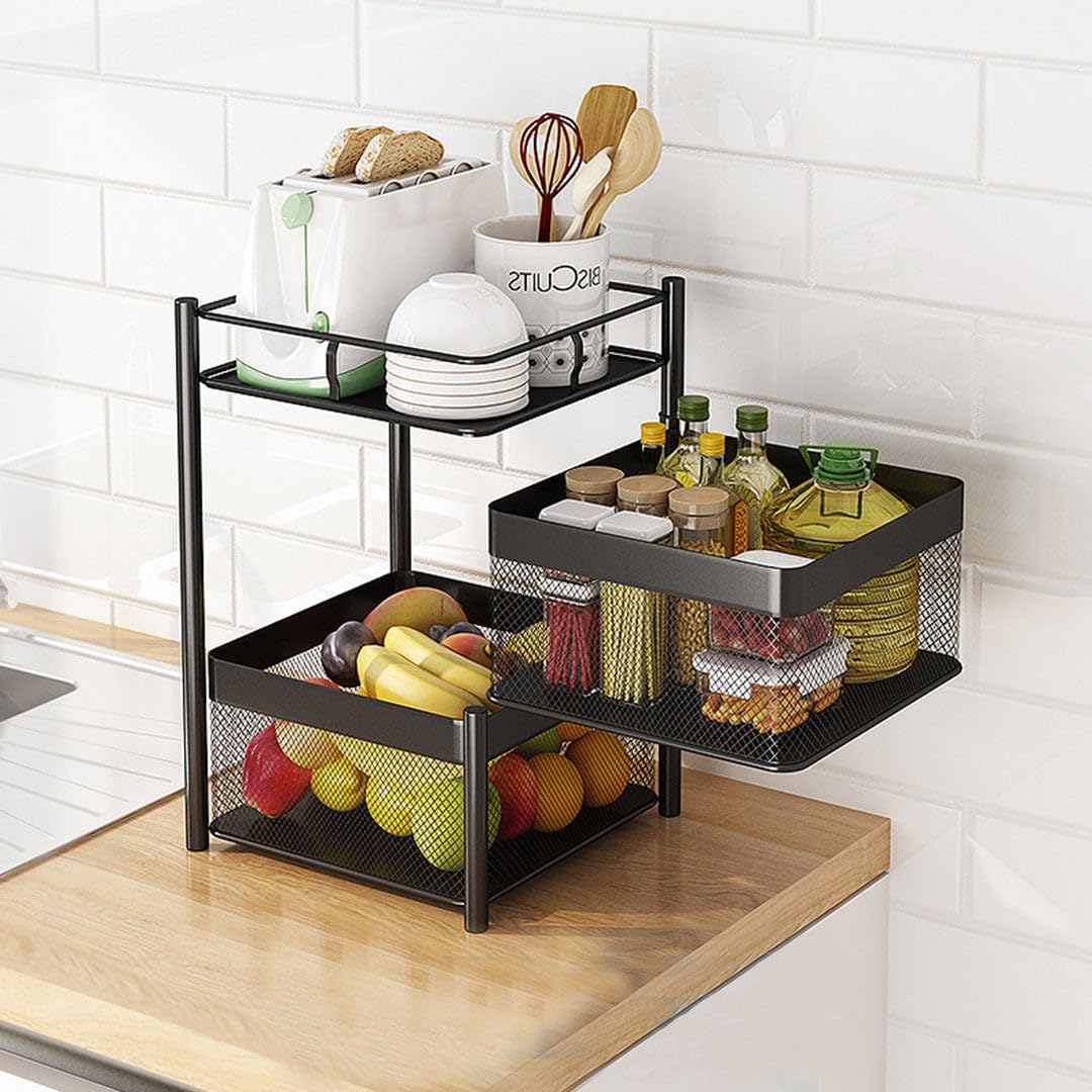 Square Kitchen Trolley with Wheels (2 Layers)