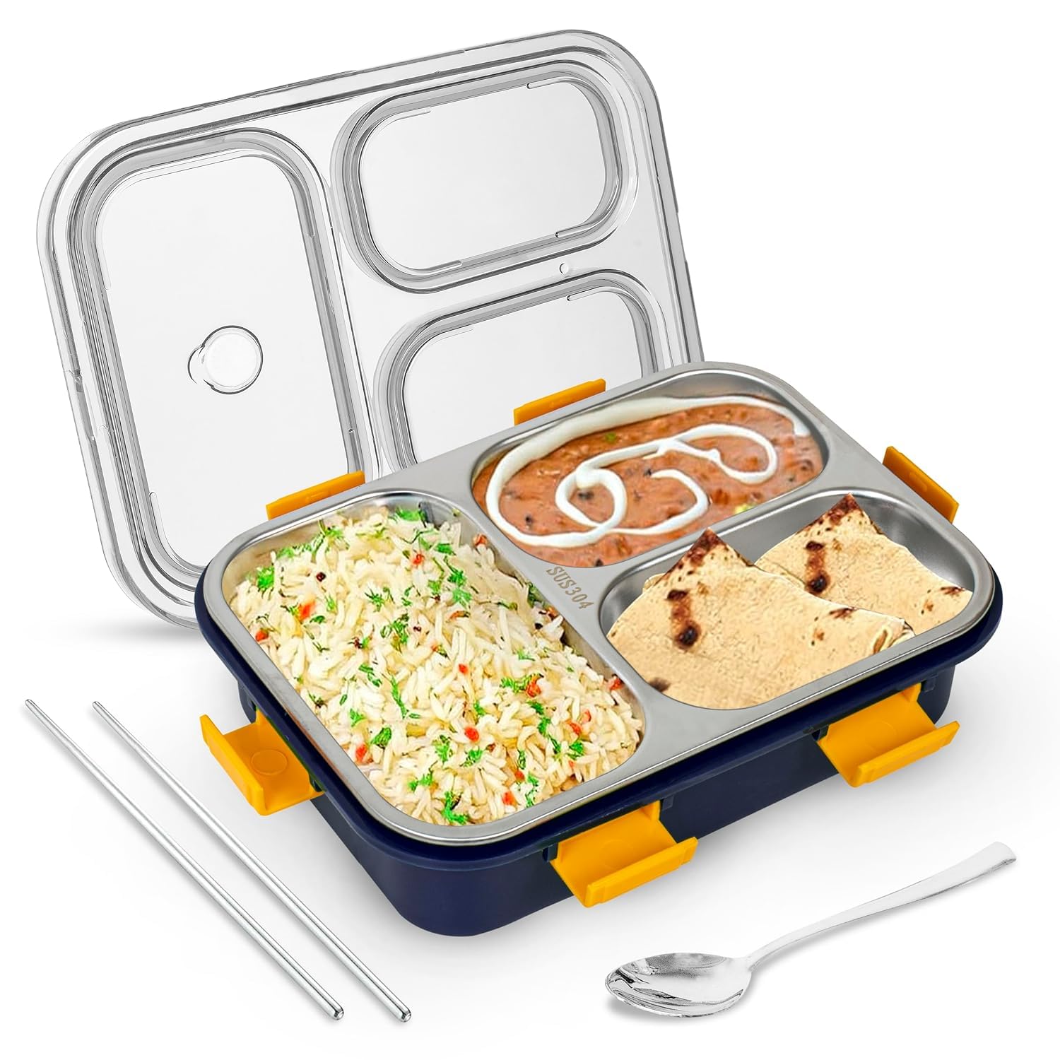 Stainless Steel Lunch Box with 3 Compartment
