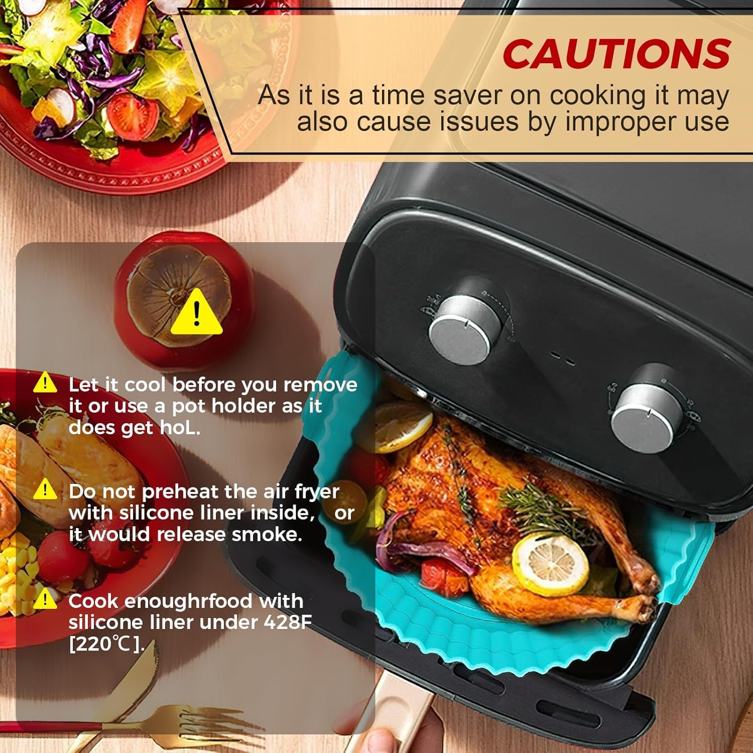 3 Pack Air Fryer Silicone Liners