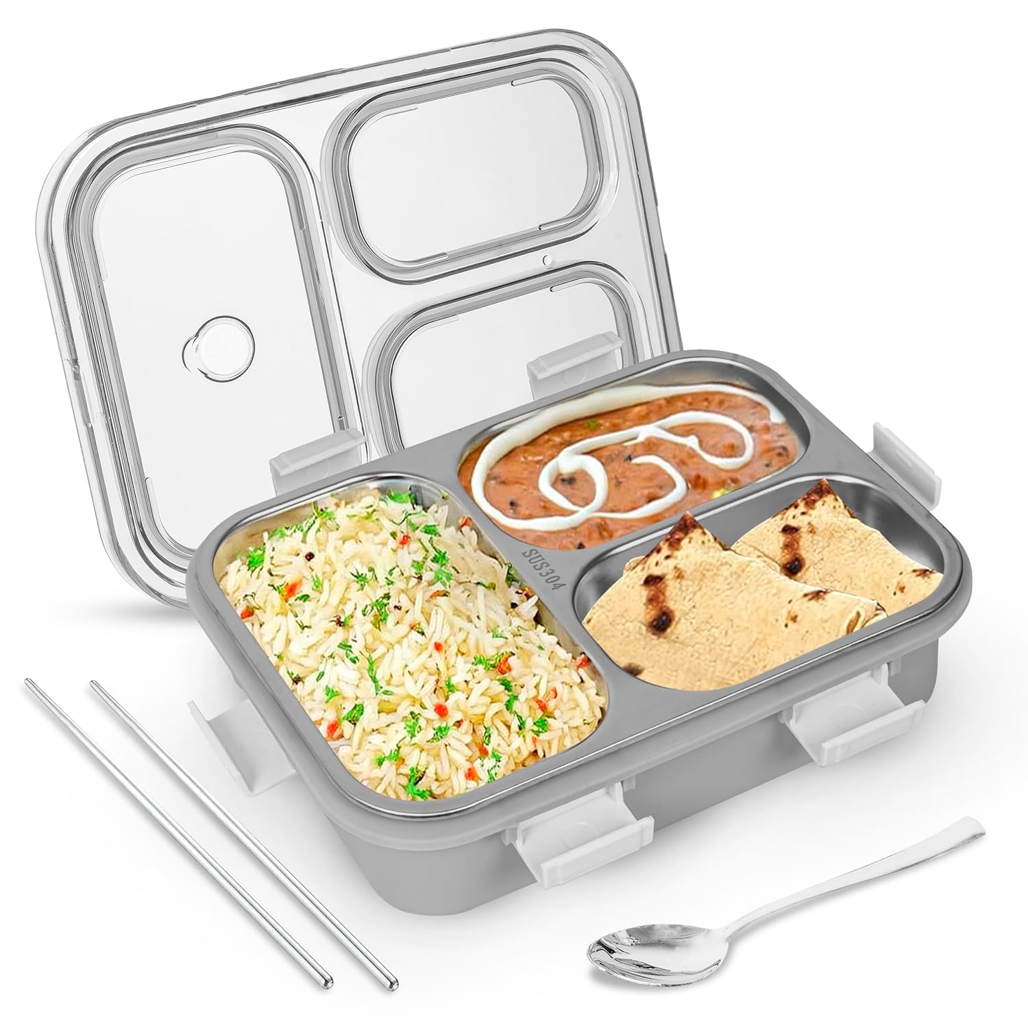 Stainless Steel Lunch Box with 3 Compartment