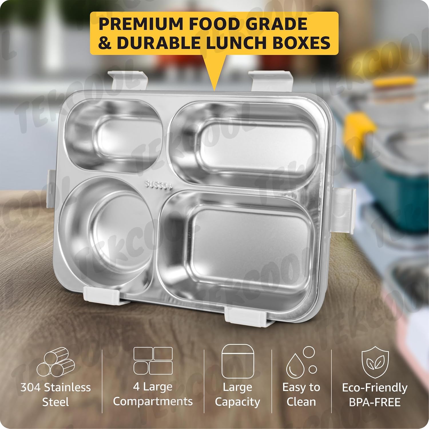 Stainless Steel Lunch Box with 4 Compartment