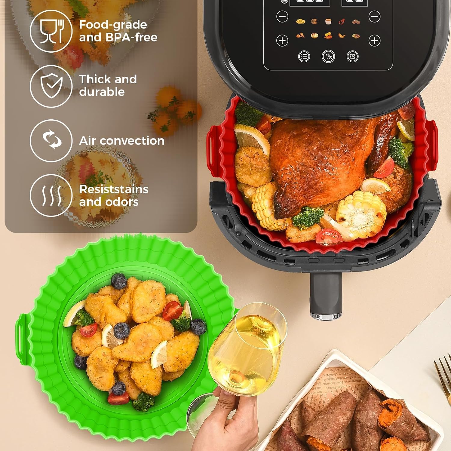 3 Pack Air Fryer Silicone Liners