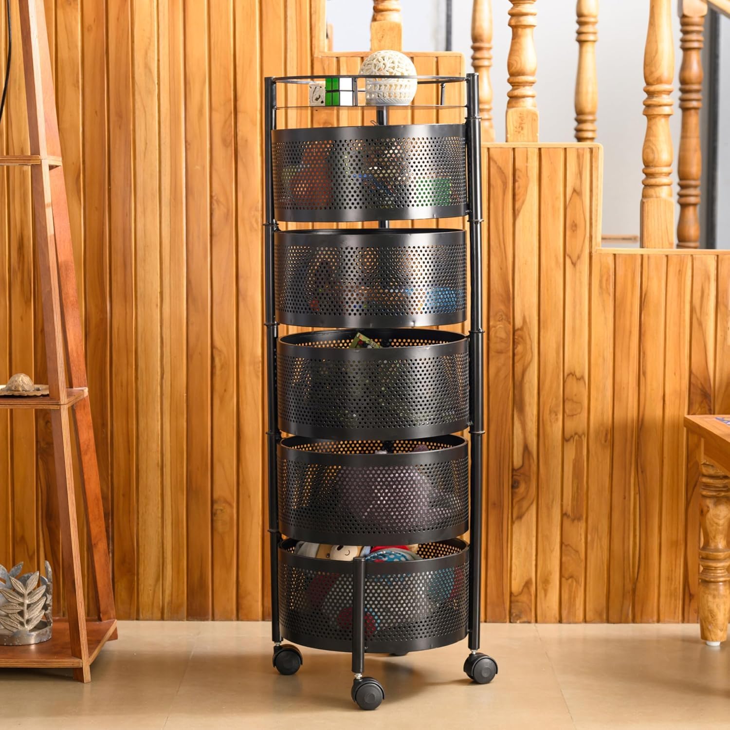 Round Kitchen Trolley with Wheels (5 Layers)