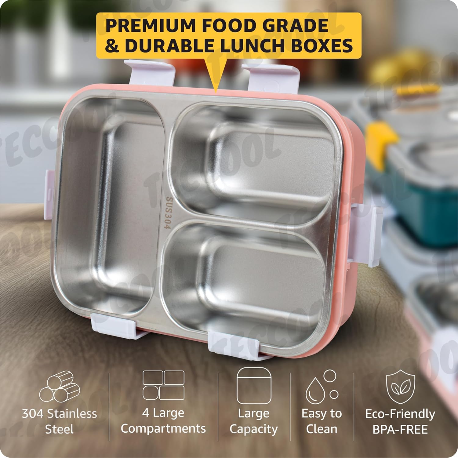 Stainless Steel Lunch Box with 3 Compartment