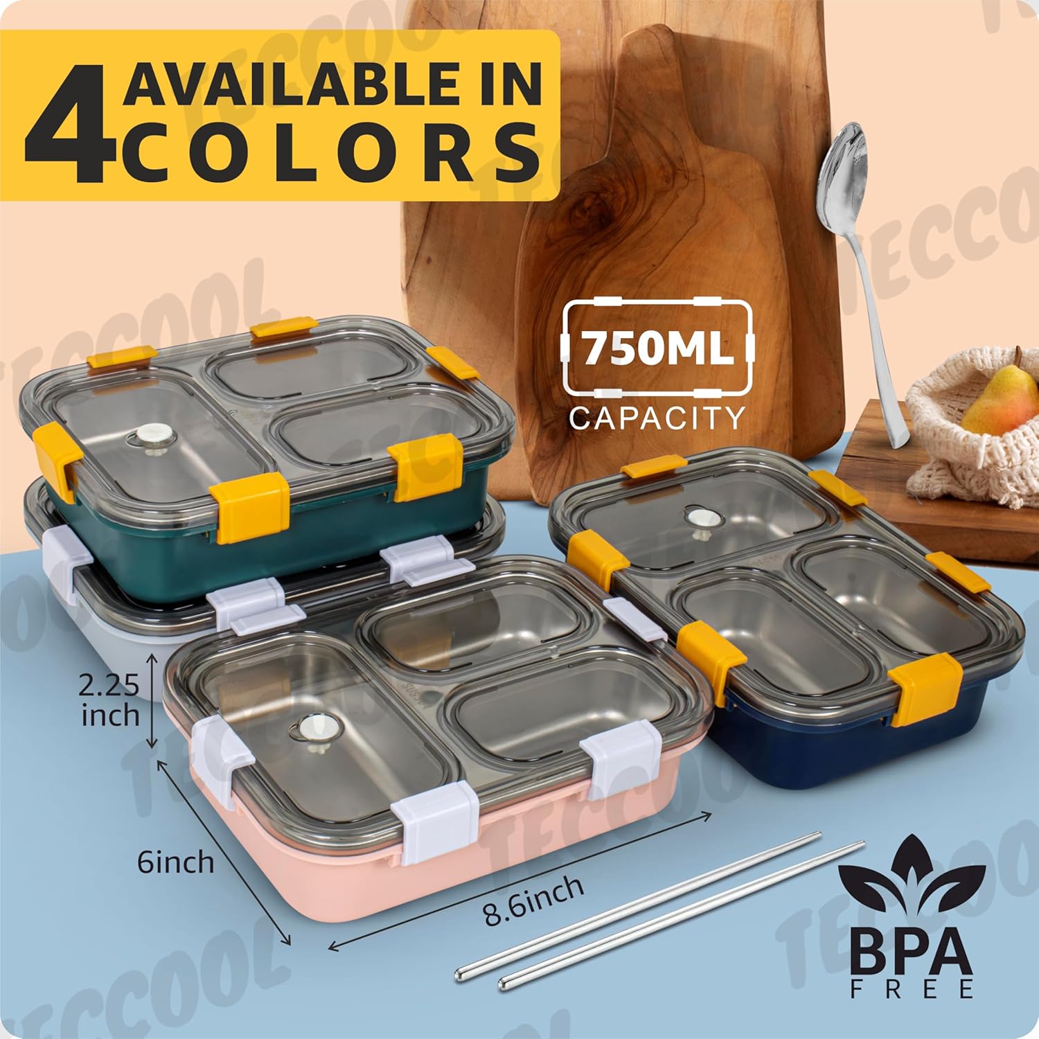 Stainless Steel Lunch Box with 3 Compartment