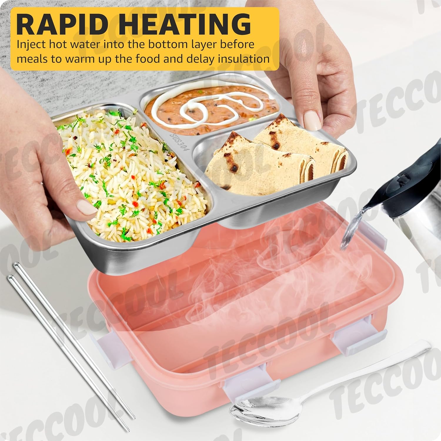 Stainless Steel Lunch Box with 3 Compartment