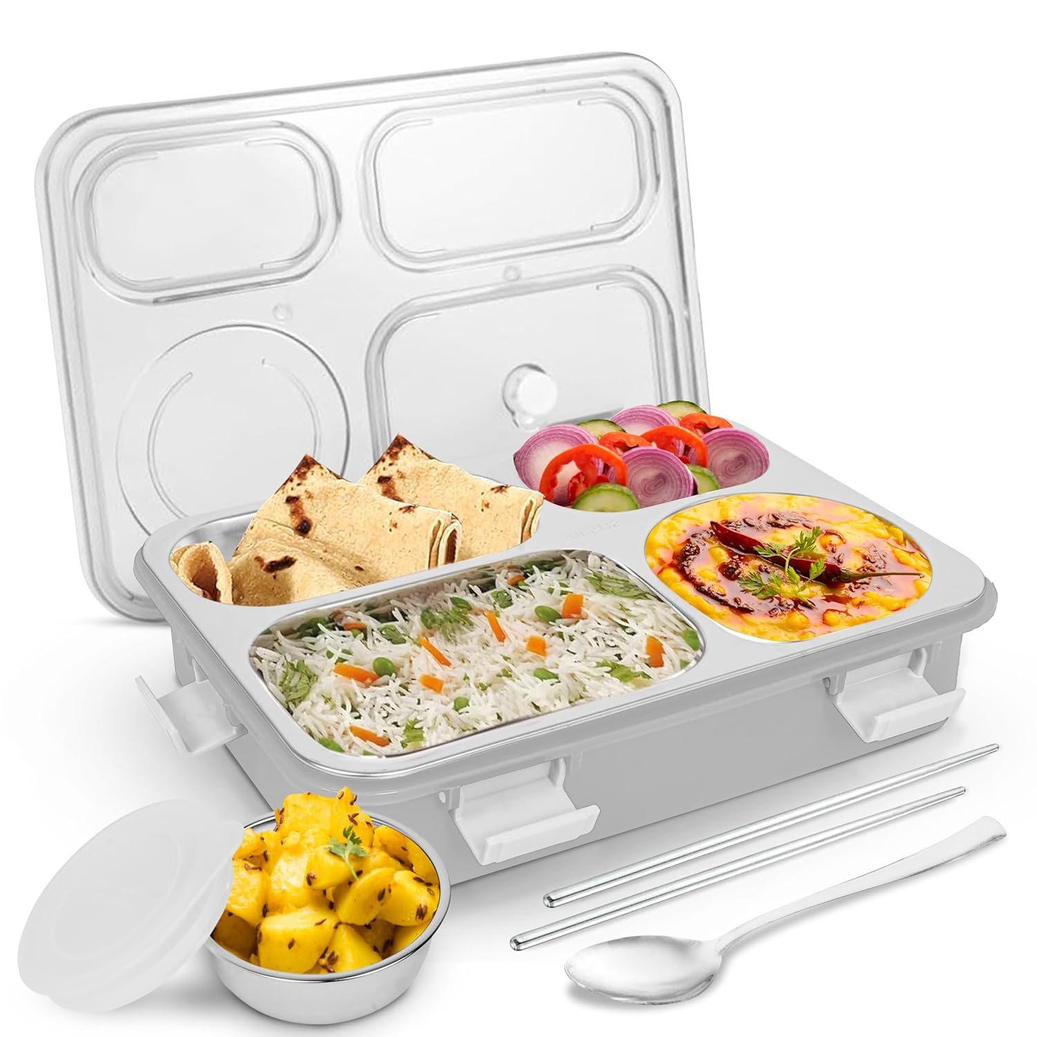 Stainless Steel Lunch Box with 4 Compartment