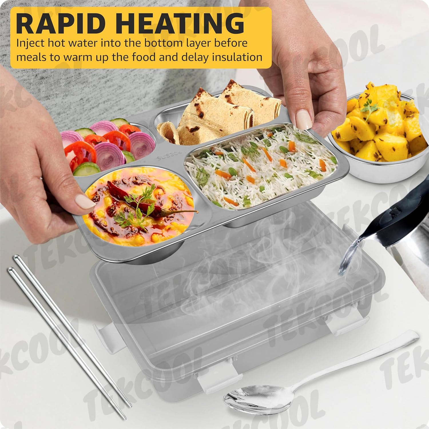 Stainless Steel Lunch Box with 4 Compartment