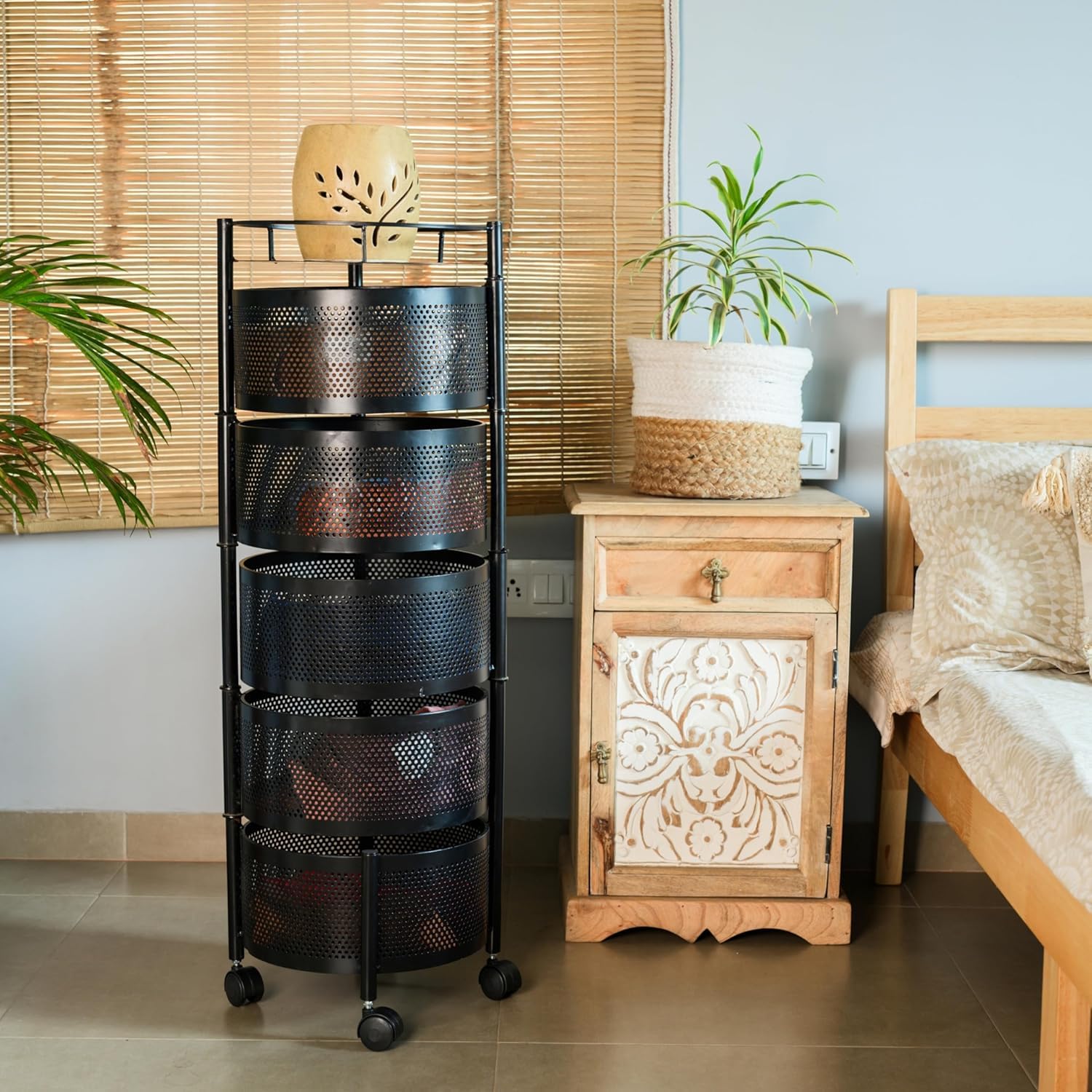 Round Kitchen Trolley with Wheels (5 Layers)