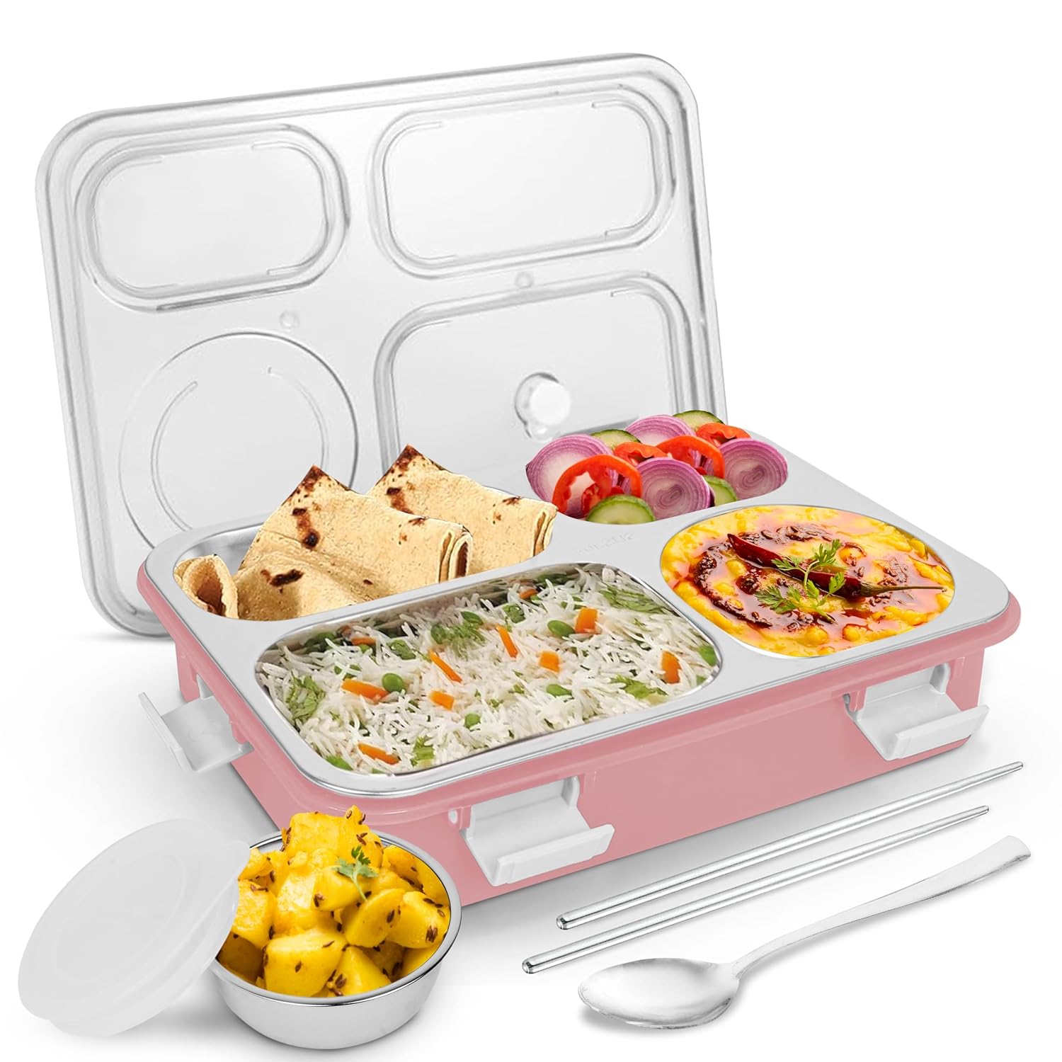 Stainless Steel Lunch Box with 4 Compartment