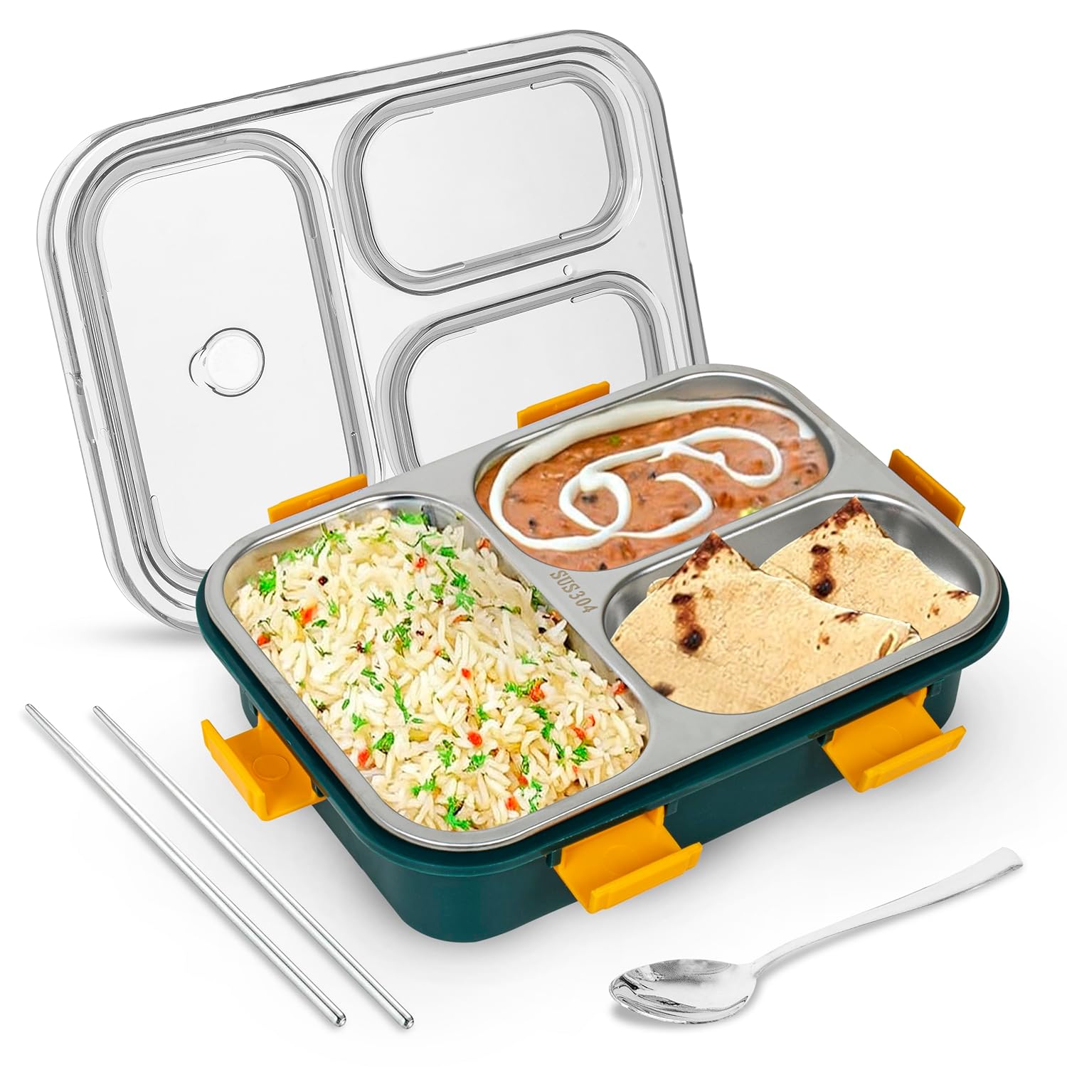 Stainless Steel Lunch Box with 3 Compartment