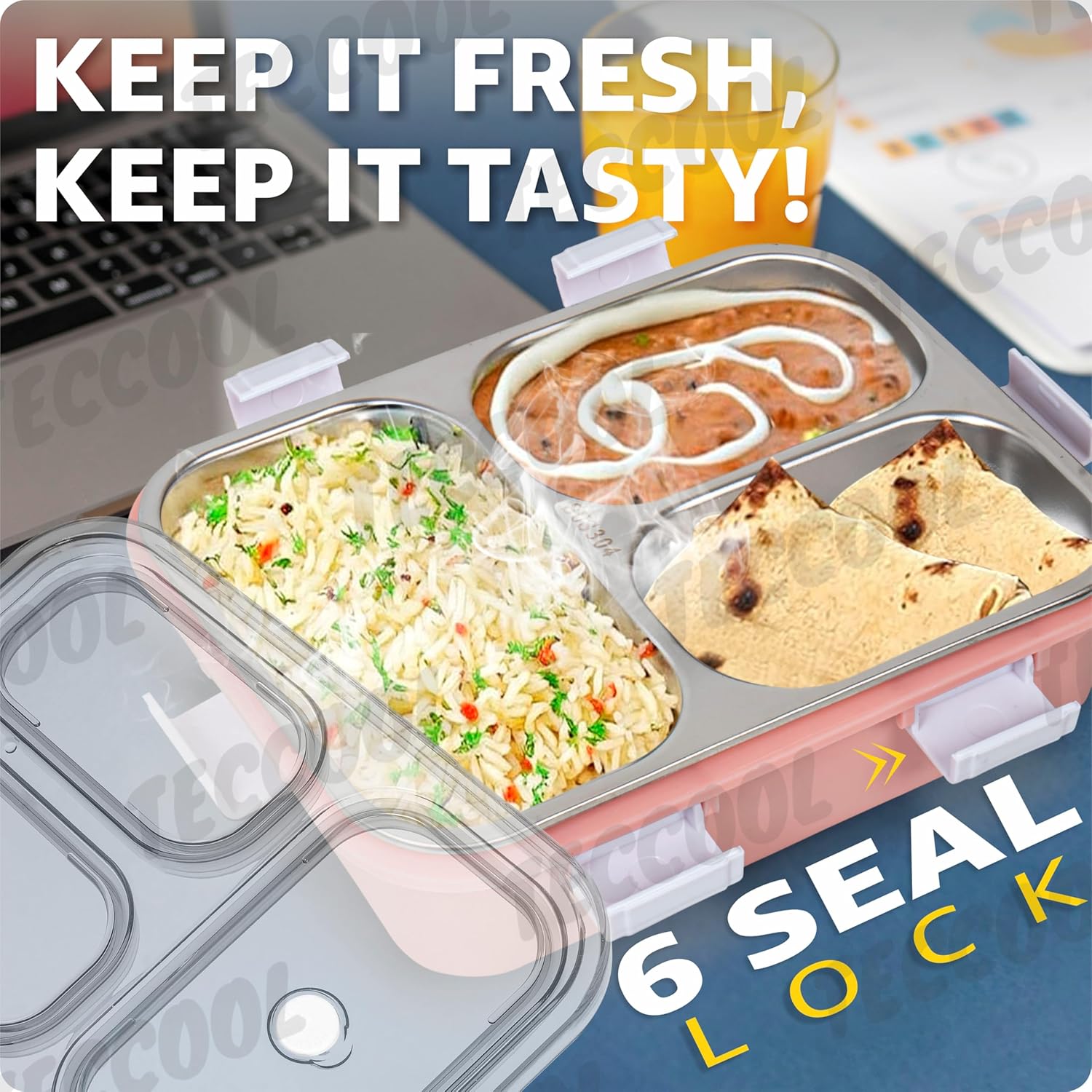Stainless Steel Lunch Box with 3 Compartment